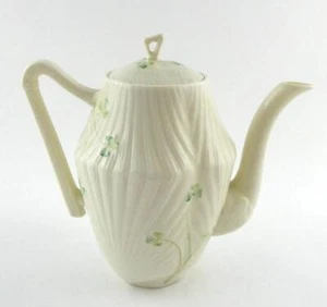 Belleek Ireland Pottery Harp Shamrock Coffee Pot with Lid - Picture 1 of 13