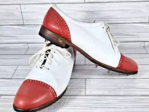 Vintage Walter Genuim Women's Golf Shoes White/Red sz 10 xw Italian Leather - Picture 1 of 14