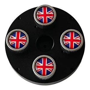 Genuine MINI Cooper Union Jack Logo Silver Tire Valve Stem Caps Set of 4 New - Picture 1 of 10