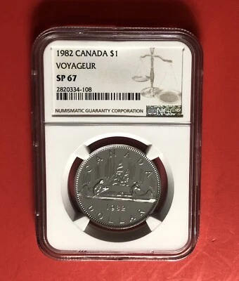 1982-CANADA-1 DOLLAR COIN ( VOYAGEUR ),GRADED BY NGC SP67 - Image 1 of 4