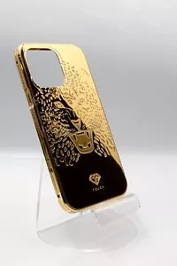 COQUE MAGNÉTIQUE OR LUXE 24K iPhone 15 Pro Max édition léopard édition métal - Photo 1 sur 2