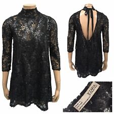 ZARA W/B Collection Ladies Black Lace Sequin Tunic Dress Top Size M