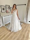 NEW Size UK 10 Ivory High Neck Lace Sparkle Beaded A-line Lace Wedding Dress