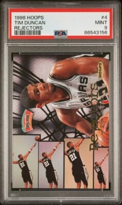 1998-99 NBA Hoops Rejectors #4 Tim Duncan /2500 | PSA 9 Mint | San Antonio Spurs - Image 1 of 4
