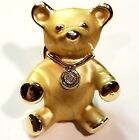 Gigio Giusti Signed Vintage Teddy Bear Lapel Pin Gold Diamond Chip Accent