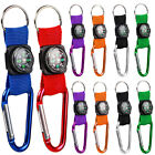 10 Pcs Carabiner Compass Fabric Child Keyring Clip Camping Keychain with Hook