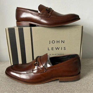 John Lewis Mens Shoes Elsworth Trim Leather Loafers Tan (rrp £89.00) Size 10UK - Picture 1 of 10