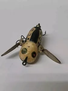 FISHING LURE HEDDON 2½" VINTAGE WOOD CRAZY CRAWLER BLACK & WHITE WINGS 🎣 - Picture 1 of 5