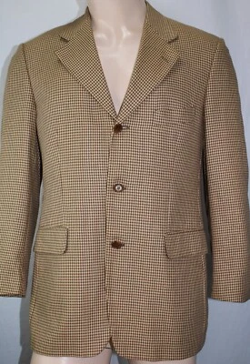 Blazer Conti di Roma para Hombres 38R Marrón Pata de Gallo Mezcla de Lana Seda 3 Botones 2 Ventilaciones Foto 1 de 4