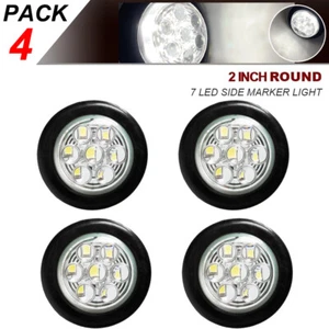 4pcs 2" White LED Light Round Clearance Side Marker Lights for Truck Trailer RV - Foto 1 di 10