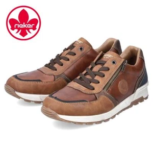 Rieker Mens Brown Faux Leather Wide Fit Side Zip Trainers Shoes UK 7 - 11 15130 - Picture 1 of 8