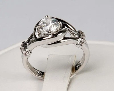 New Avon Silver Eternal Promise CZ Wedding / Engagement Ring Sz 5, 6, 10, or 11 - Image 1 of 4