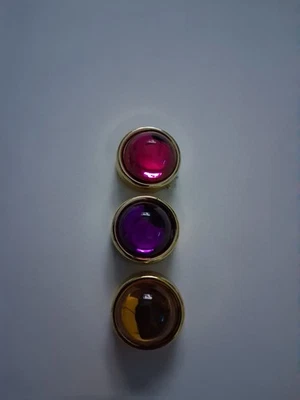 Vintage 3 colorful Buttons Covers, pink, purple, hold - Image 1 of 4