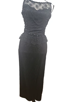 Винтажное кружевное платье Gunne Sax Jessica McClintock с пеплумом/атласом/блестками размер 5 - Изображение 1 из 4