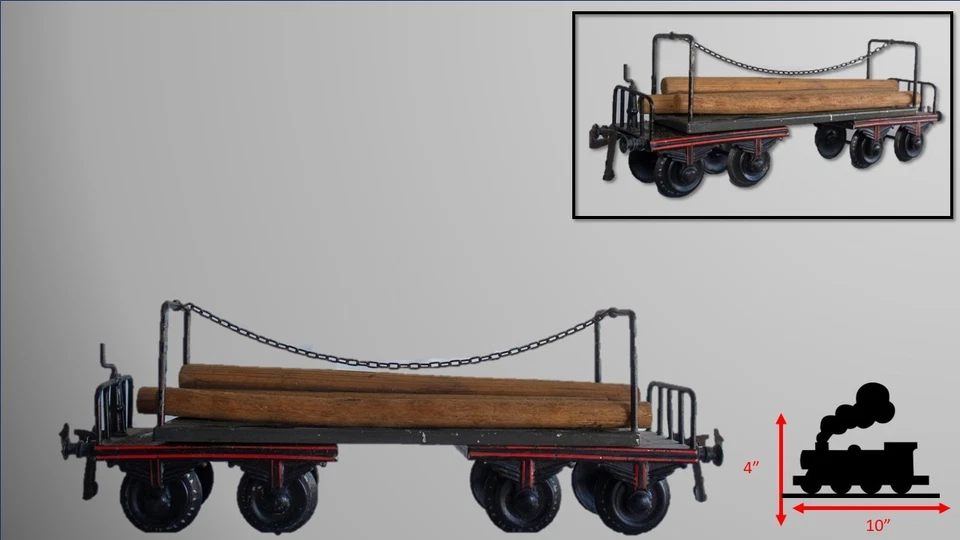 1910-1915 Pre-War  Bing 1-gauge large Log carrier Freight Wagon - Image 1 of 4