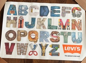 Vintage 1977 Levi Strauss & Co San Francisco Poster The Alphabet Is Kid Stuff - Picture 1 of 7
