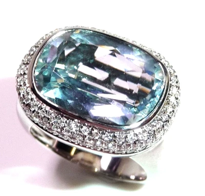 Ring 750 Gold 8.50 ct Aquamarin 1.20 ct. Diamanten Gr: 55 - änderbar 14g - Bild 1 von 4