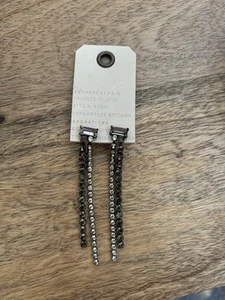 NWT Anthropologie Rhinestone Fringe Drop Earrings - Picture 1 of 4