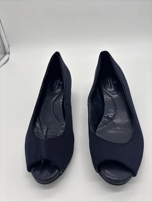 Anilhas peep toe femininas Bandolino azul marinho. Tamanho feminino 7,5. - Imagem 1 de 4