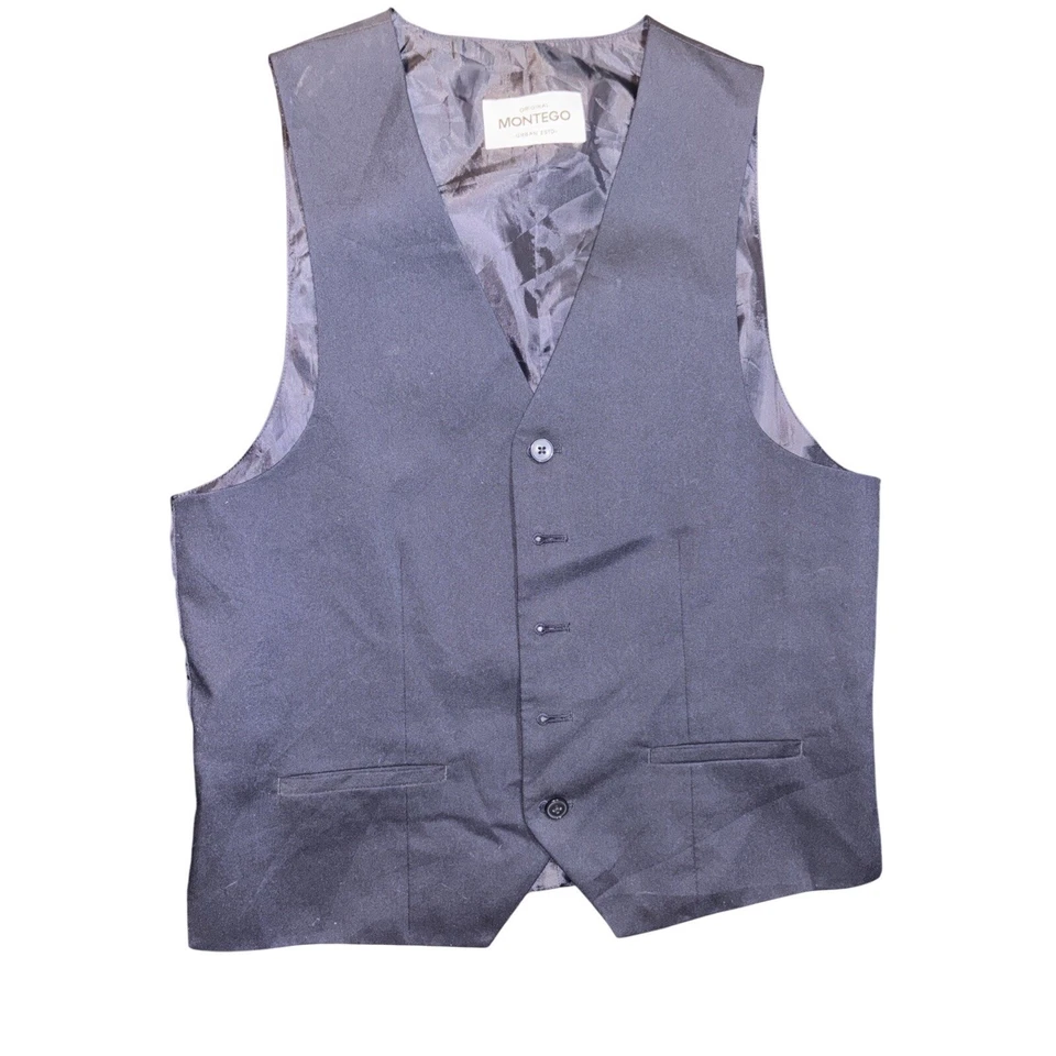 Montego Men's Navy Blue Size Medium Suit Vest Wedding Party Prom - Image 1 of 4