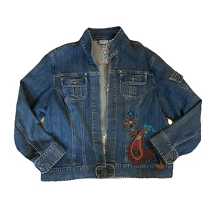 Chicos UNIKAT bestickte Damen Denim Jeansjacke mit Paisley Größe 3/XL/16 - Bild 1 von 14