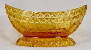 Adams Wildflower Open Salt Amber Glass EAPG #140 1880s Antique - Picture 1 of 8