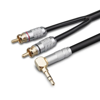 Stereo 3.5mm to 2 RCA Audio Cable Audiophile Hi Fi for HDTV CD DVD High Quality - Image 1 of 4