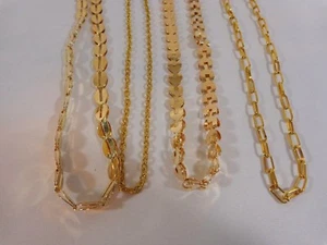 Gold Tone Chain Necklaces 18" Lot of 4 Different Styles As Shown in Pics - Picture 1 of 3