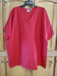Scrub Zone by Landau Unisex V-Neck Scrub Top - Red Sz XXL - Picture 1 of 3