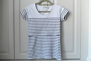 Jojo maman bebe White, Striped Maternity & Nursing T-Shirt, size: S - Picture 1 of 7