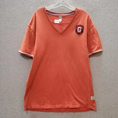 Camiseta G Star Raw para hombre 2XL roja bordada deletreada cuello en V ropa de calle Y2K LEER Foto 1 de 4