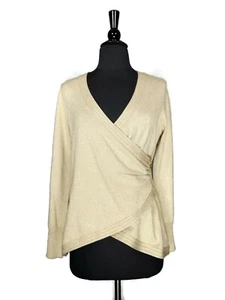 Thalia Sodi Gold Metallic Knit Asymmetric Zip Wrap Sweater Size S - Picture 1 of 3