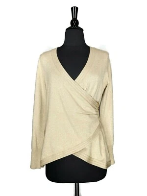 Suéter Thalia Sodi Dorado Metálico Tejido Asimétrico Cremallera Envolvente Talla S Foto 1 de 3