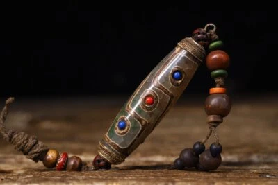 Colgantes antiguos China Tíbet de 10 cm colgantes de cuentas de ágata natural Dzi  Foto 1 de 4