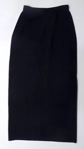 STUNNING! ST JOHN EVENING Marie Gray LONG CLASSIC BLACK Side Slit KNIT SKIRT / 6 - Picture 1 of 5
