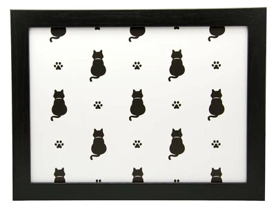 FABULOUS FELINES Kitten Paw Black Cat Design Lap Tray Cushioned Bean Bag Padded Dinner Table Gift