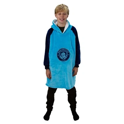 CHARACTER WORLD Manchester City FC Hugzee Wearable Hooded Blue Fleece Size M For 7-12 Year Olds