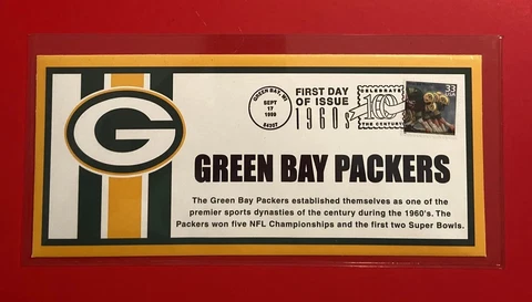 GREEN BAY PACKERS 1999 First Day Issue US Stamp & Envelope Cachet Vtg 1960’s 60s Cover