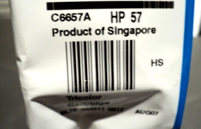 HP 57 TRI-COLOR Ink Cartridge: BRAND NEW: Genuine C6657A: EXP Aug 2007 - Image 1 of 2