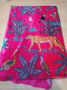 New Jungle Print Soft Cotton Velvet Fabric Indian Dress Sewing Upholstery Fabric - Picture 1 of 1