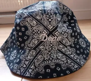 Adults Bucket Hat black & white mandala Pattern DOPE embroidered on front - Picture 1 of 4