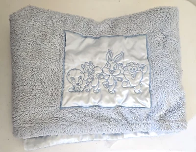 Manta de bebé Looney Tunes parche satinado azul piolín Taz insectos conejito gato de Silvestre Foto 1 de 4