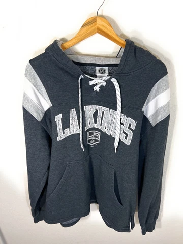 NHL Los Angeles LA Kings Hoodie Sweatshirt Men's Size L Gray Black Drawstrings Cover