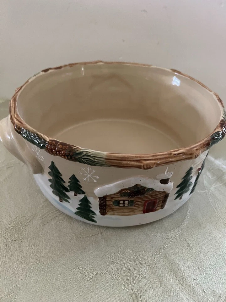 St. Nicholas Square Heartland Collection Round Serving Christmas Bowl Handled - Image 1 of 4