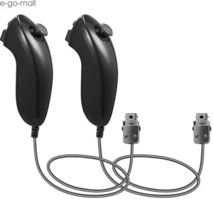 2 Pack Wii Nunchuck of Black Nintendo nunchucks for Nintendo Wii or Wii U Remote - Picture 1 of 15