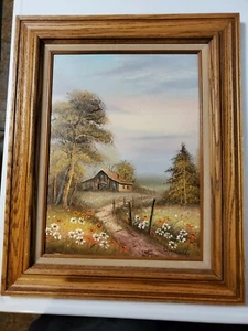 Paisaje de granero de lona enmarcado en madera Bennett 16 x 12 - Imagen 1 de 6