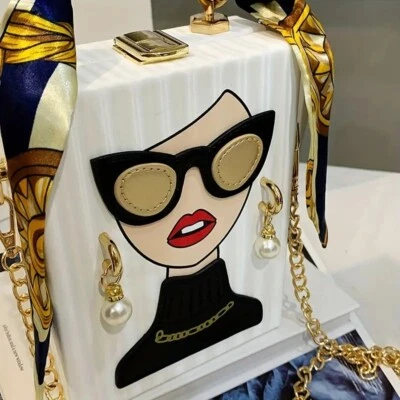 Модный леди лицо модный Дамская сумка для женщин w/жемчуг серьги, шарф ручки - Изображение 1 из 4