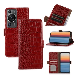 RFID Blocking Magnetic Calf Leather Flip Wallet Case for HUAWEI - Picture 1 of 14