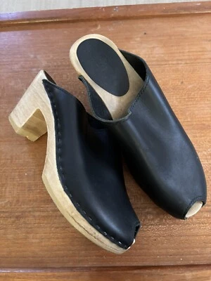 Zuecos Sven 40 Cuero Negro Nuevos Informales Sin Cordones Suecia Hechos en EE. UU. Puntera Abierta Foto 1 de 4