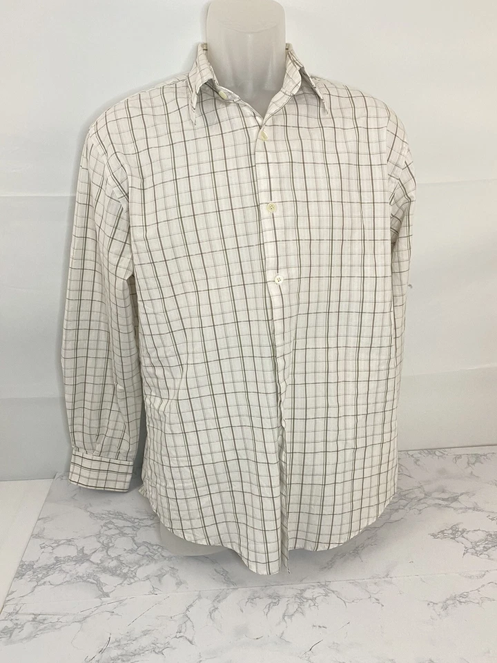 Camisa Axist Calce Moderno Manga Larga Con Botones Para Hombre L Blanca Gris Cuello A Cuadros G1 Foto 1 de 4